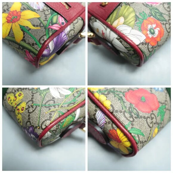 GUCCI Ophidia Red&Brown Canvas Shoulder Bag 500-020125 - Picture 6 of 12